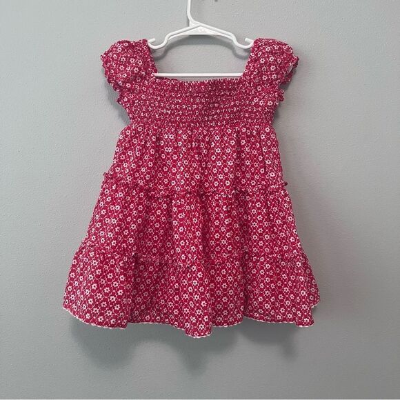 Janie and Jack Red Smocked Floral Dress Size 12-18mo - Picture 3 of 6